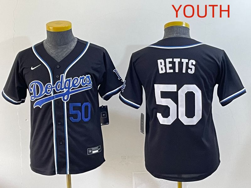 Youth 2025 Los Angeles Dodgers #50 Betts Black Three generations Fashion Nike MLB Jersey style 5